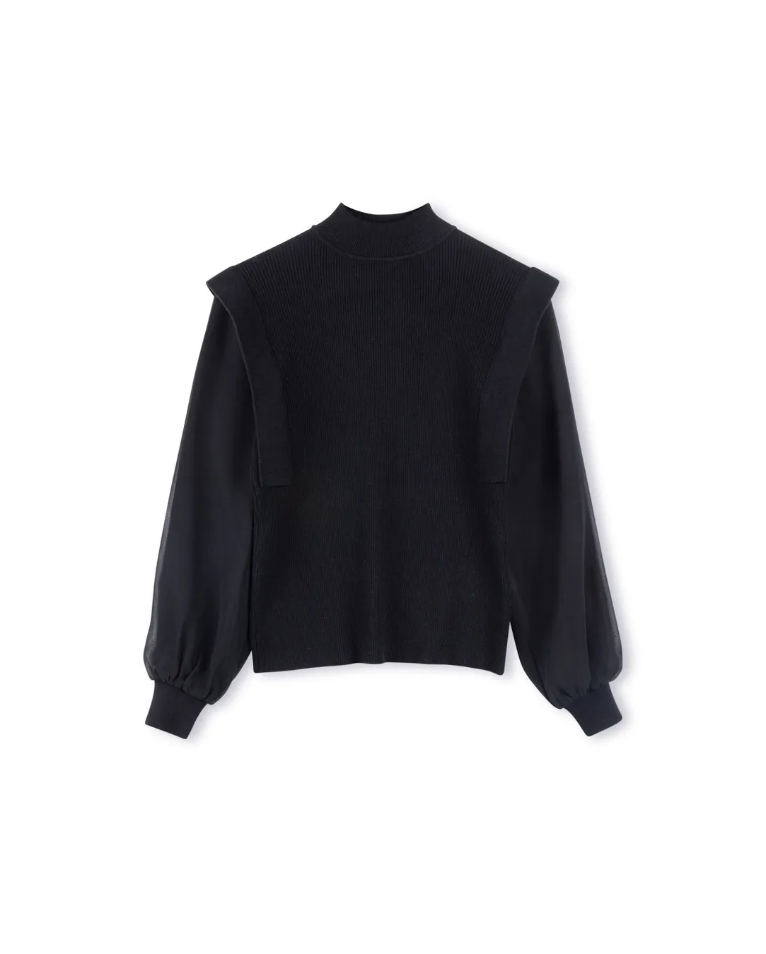 Eco Conscious Processing Chiffon Sleeve Detail Knit Top