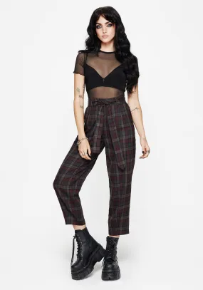 Kalma Check Tie Belt Tapered Trouser Chill Mood