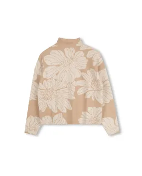 Sunflower Print Sweater Thermal Lock Stitching Relaxed Layers