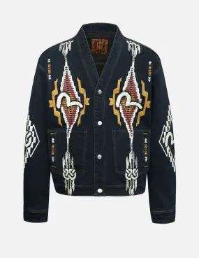 PaddedInsulation Chimayo Tapestry and Seagull Print Reversible Boxy Denim Jacket