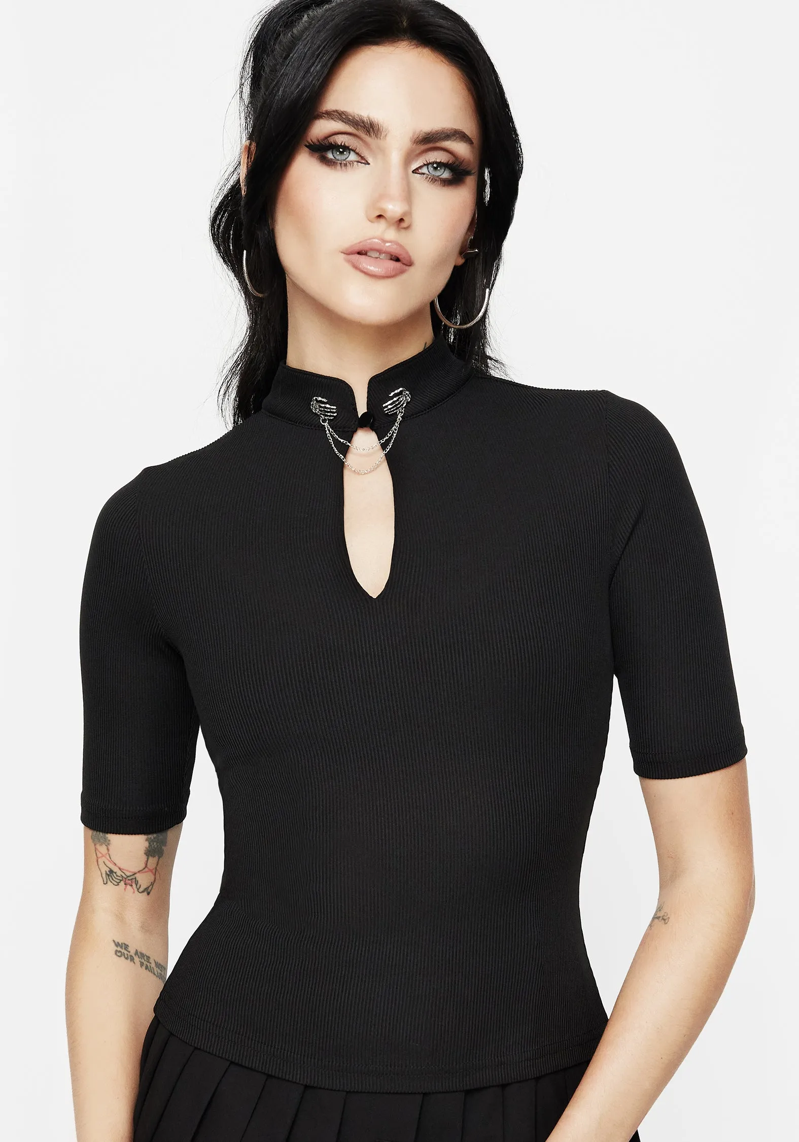 Airflow Mesh Insert Eco Friendly Dye Process Chiromancy Choker Collar Top