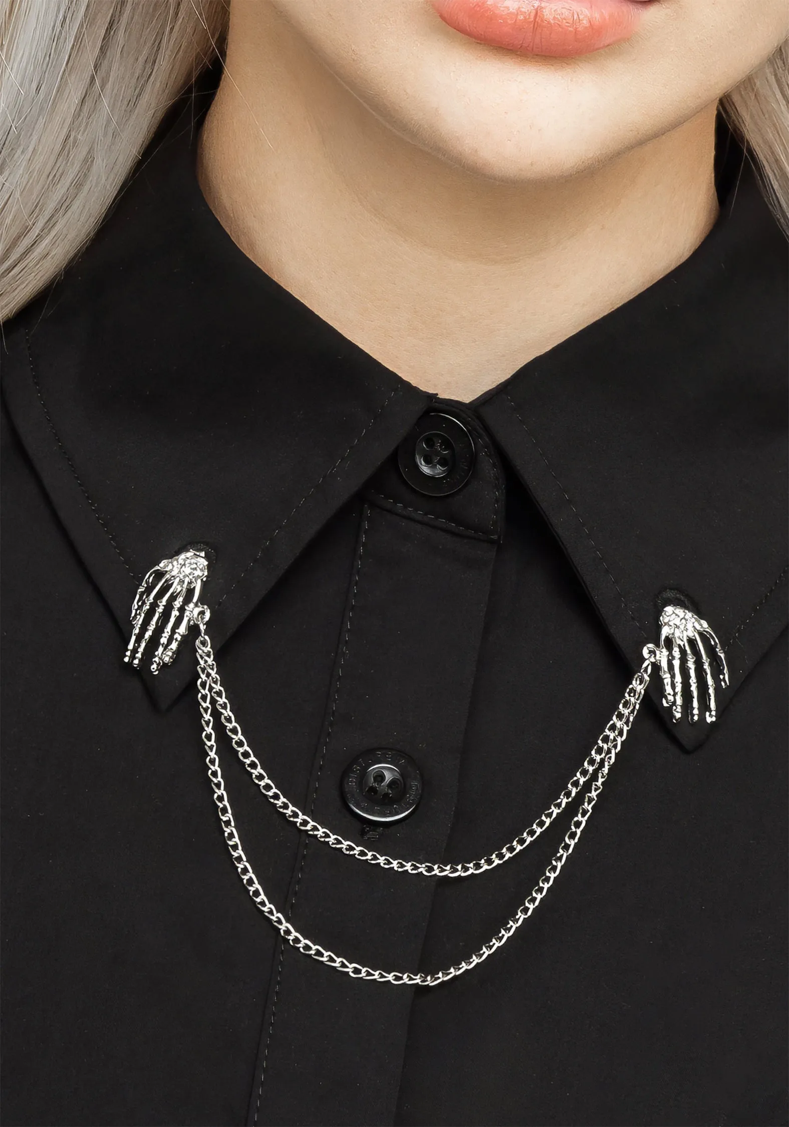 Chiromancy Collar Loose Fit Shirt - Black Geometric Pattern