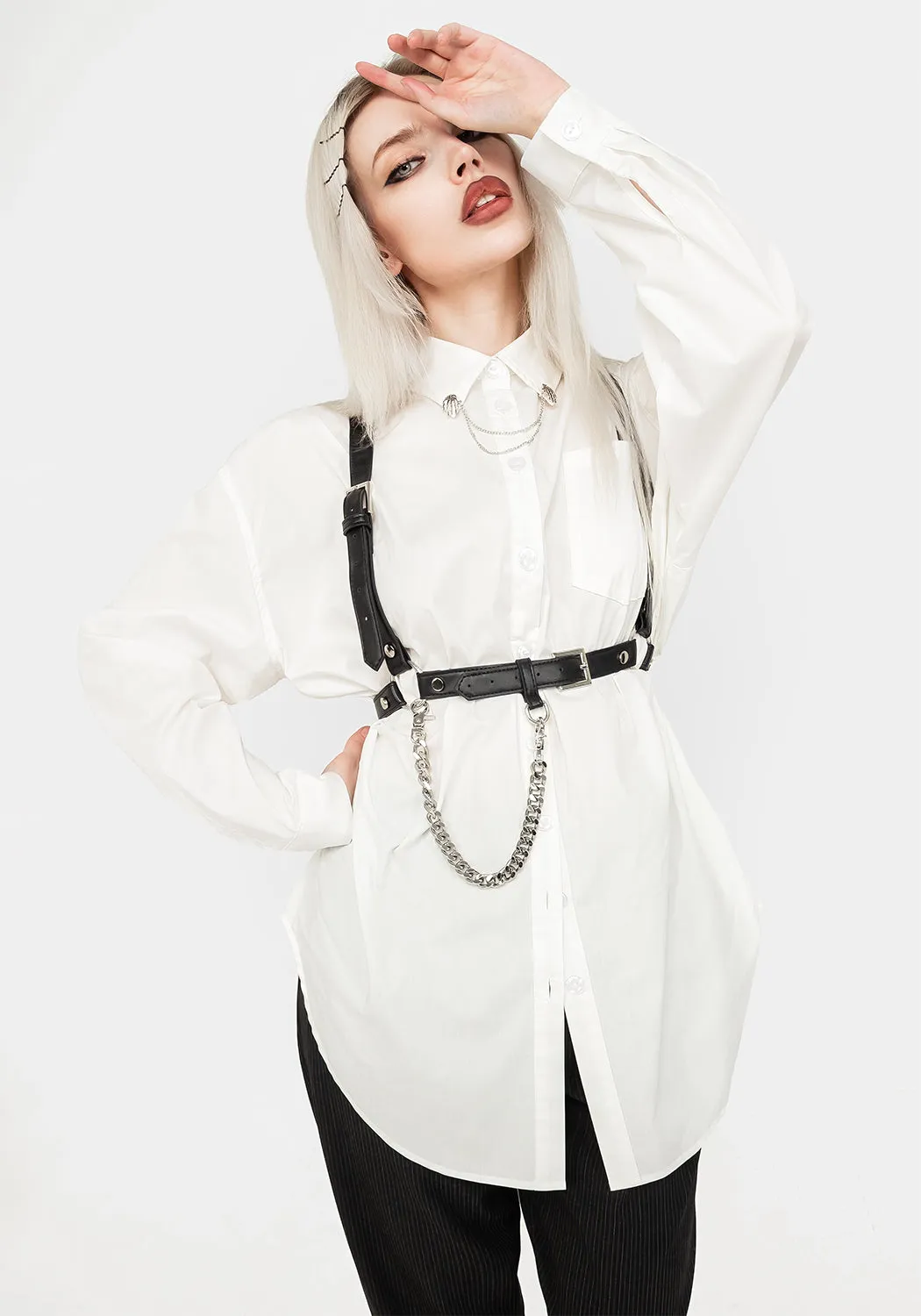 Youthful Appeal Chic Look Chiromancy Collar Loose Fit Shirt