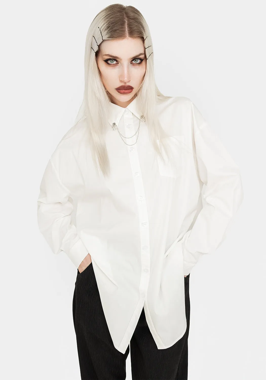 All-Season Wear Comfy Cardigan Chiromancy Collar Loose Fit Shirt