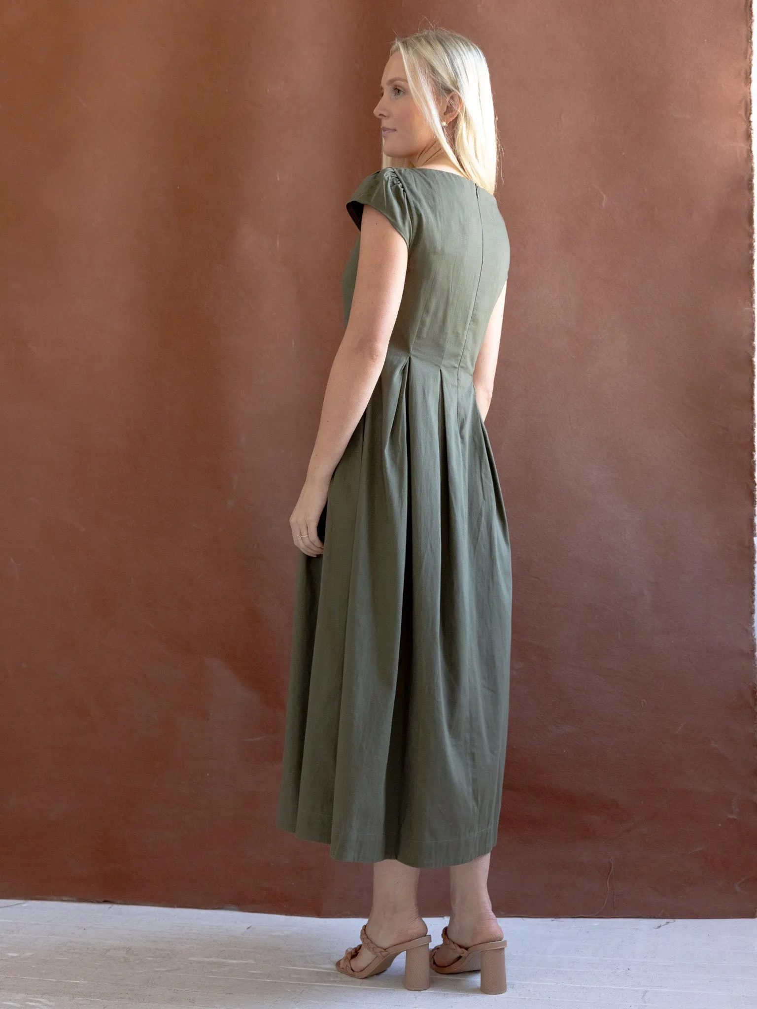 Chloe Dress - Olive High Cut Tear-resistant