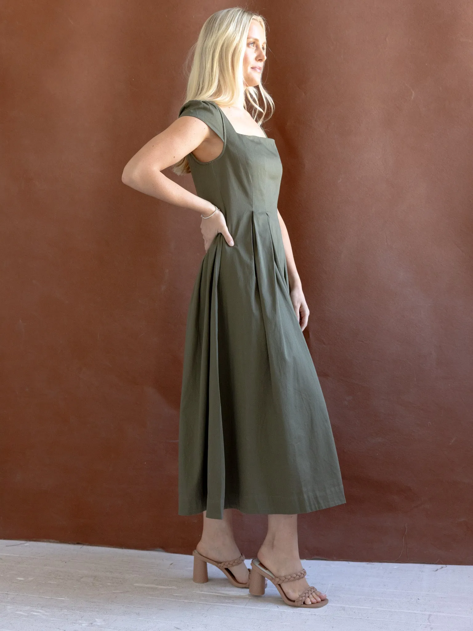Chloe Dress - Olive Autumn Ready