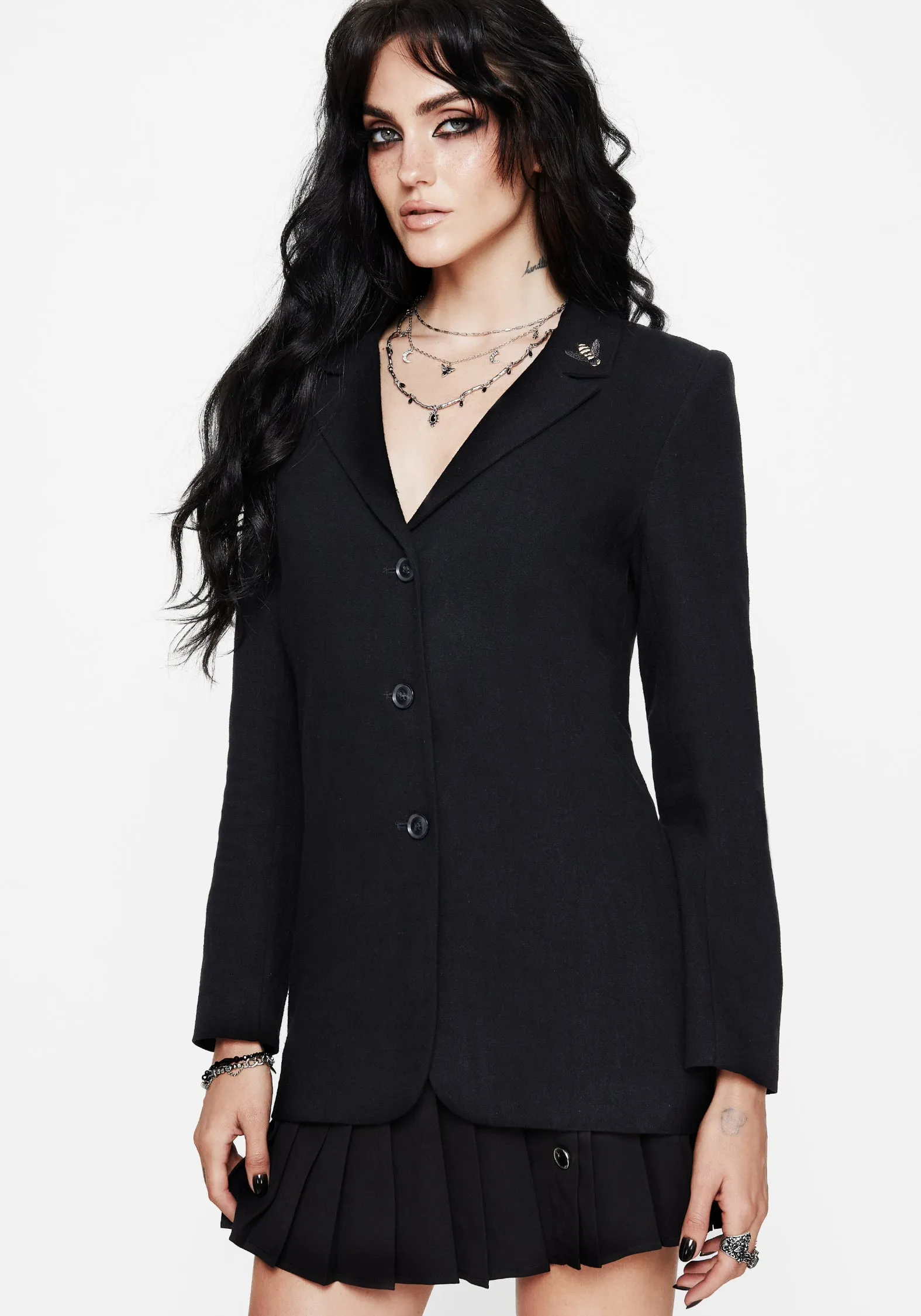 MinimalistSilhouette Friction Reducing Finish Chloris Embroidered Longline Blazer