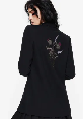 Chloris Embroidered Longline Blazer Elegant Cut SoftInteriorLining