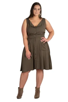 Style Blend Sheet Dress in Olive Green