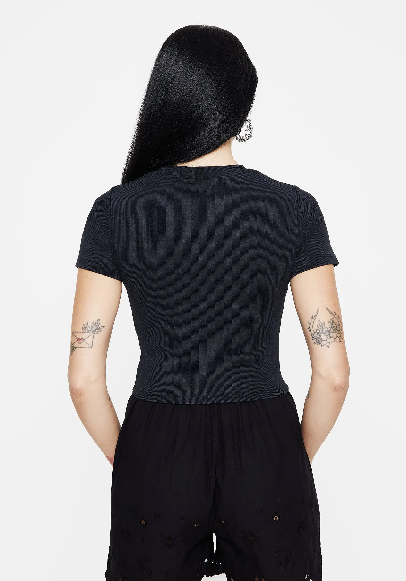 ZipperedPockets Christina Cotton Cut Out Detail Washed T-Shirt