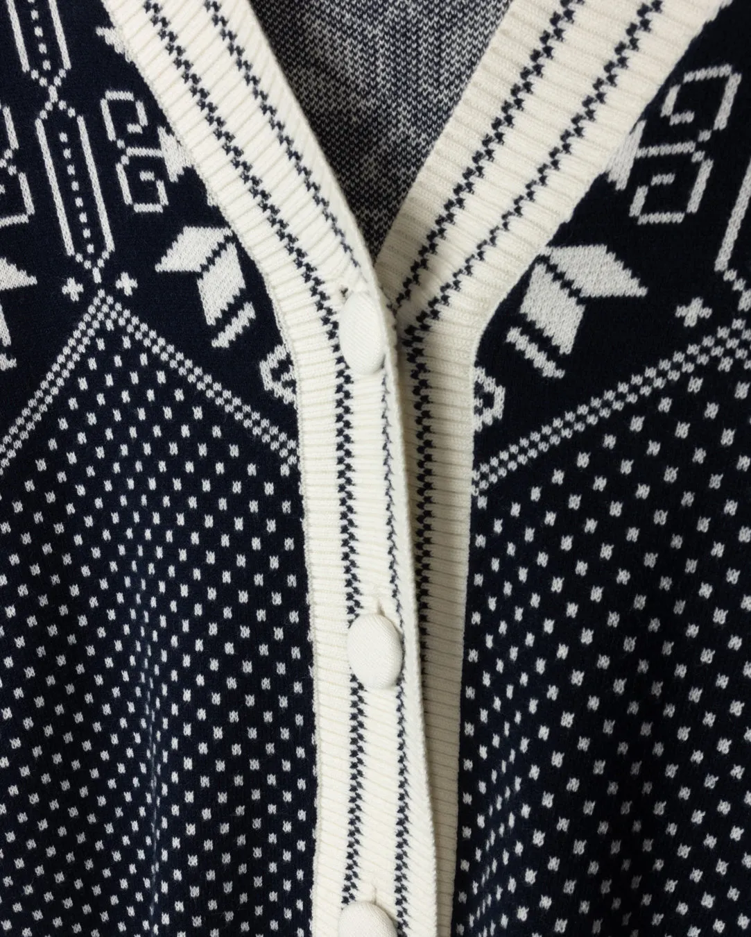 Layered Style Wear Chunky Knit Printed Cardigan