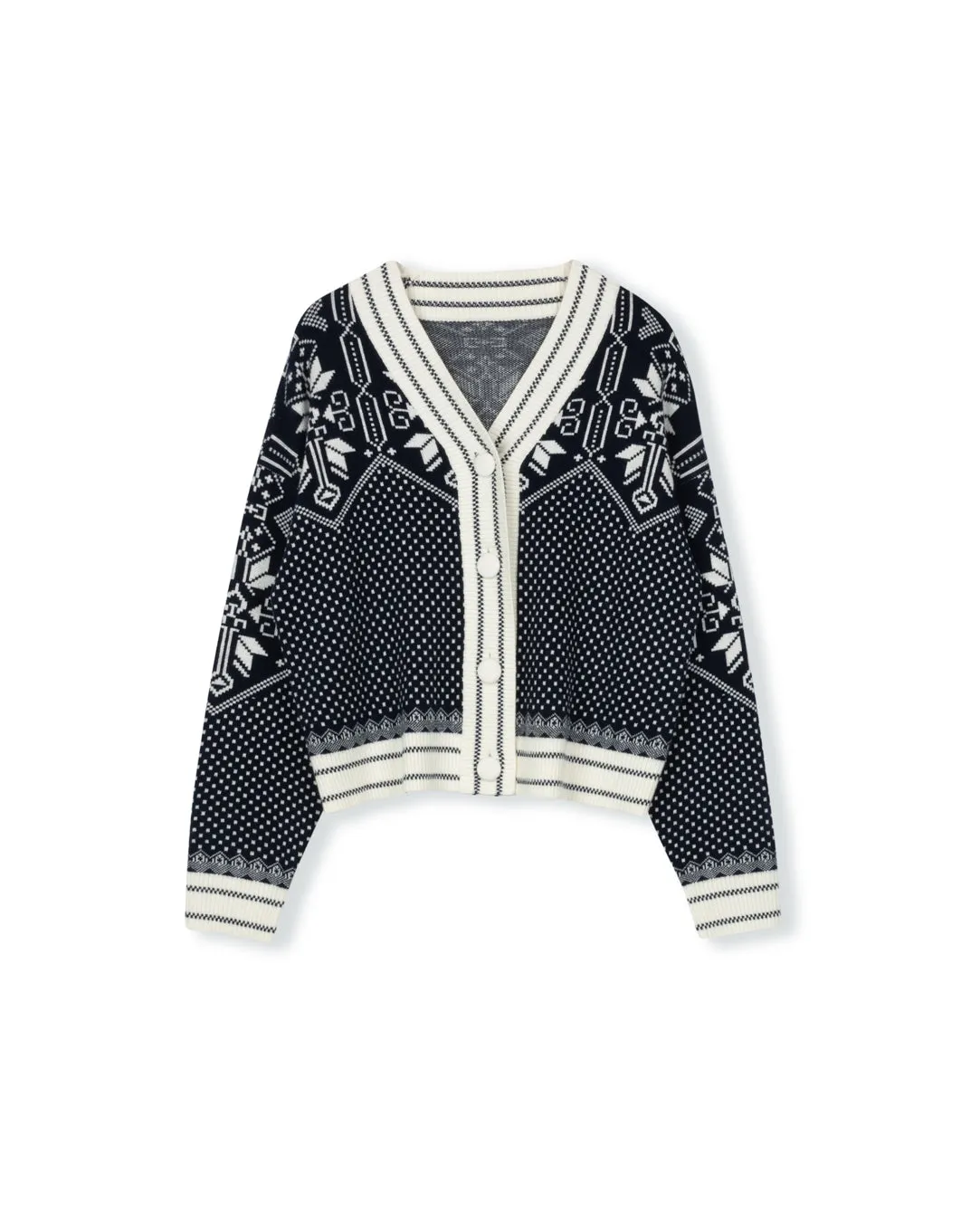 Chunky Knit Printed Cardigan Low Maintenance Care
