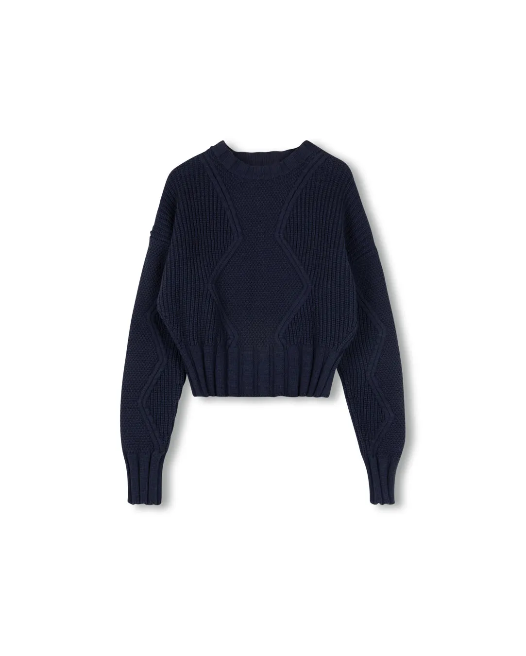 Flexible Waistband Chunky Knit Zigzag Sweater