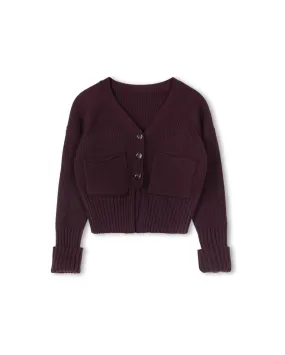 V neck Chunky Short Placket Cardigan