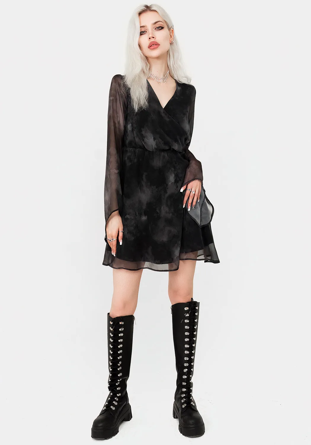 Tempest Flared Sleeve Mini Dress Comfy Fit Wear