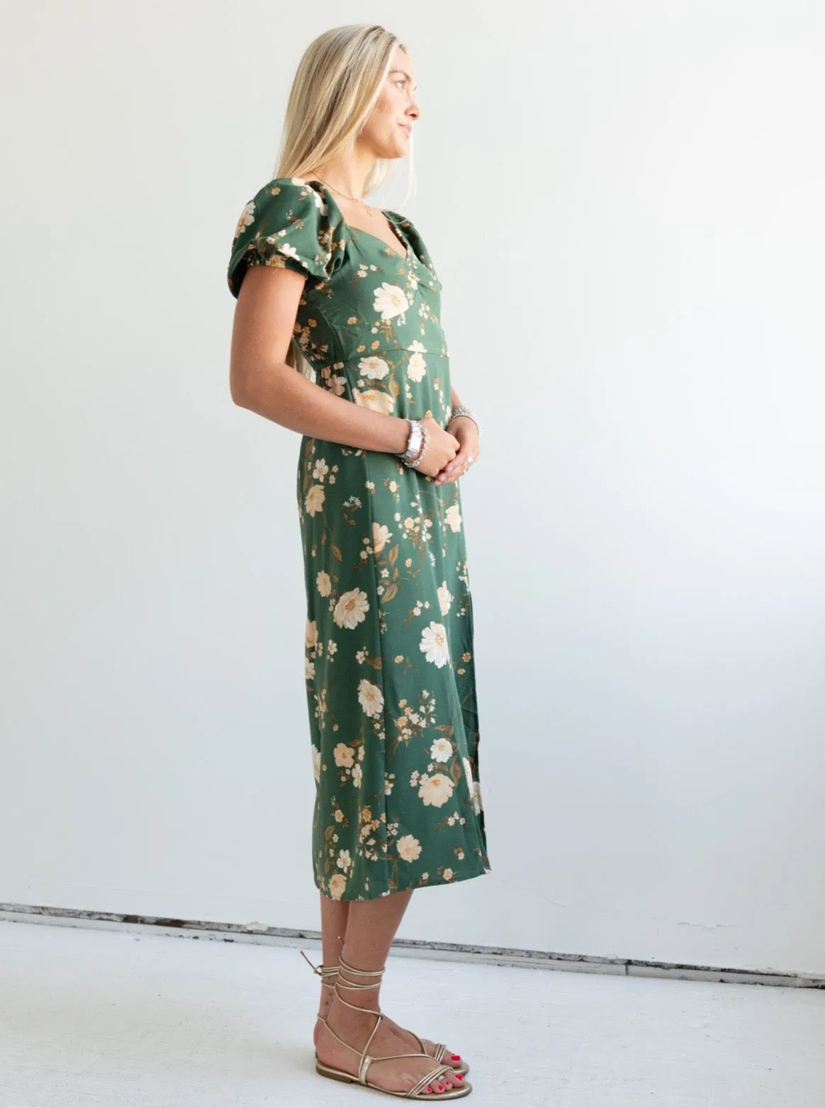 Simplistic Mood Janie Floral Dress - Green