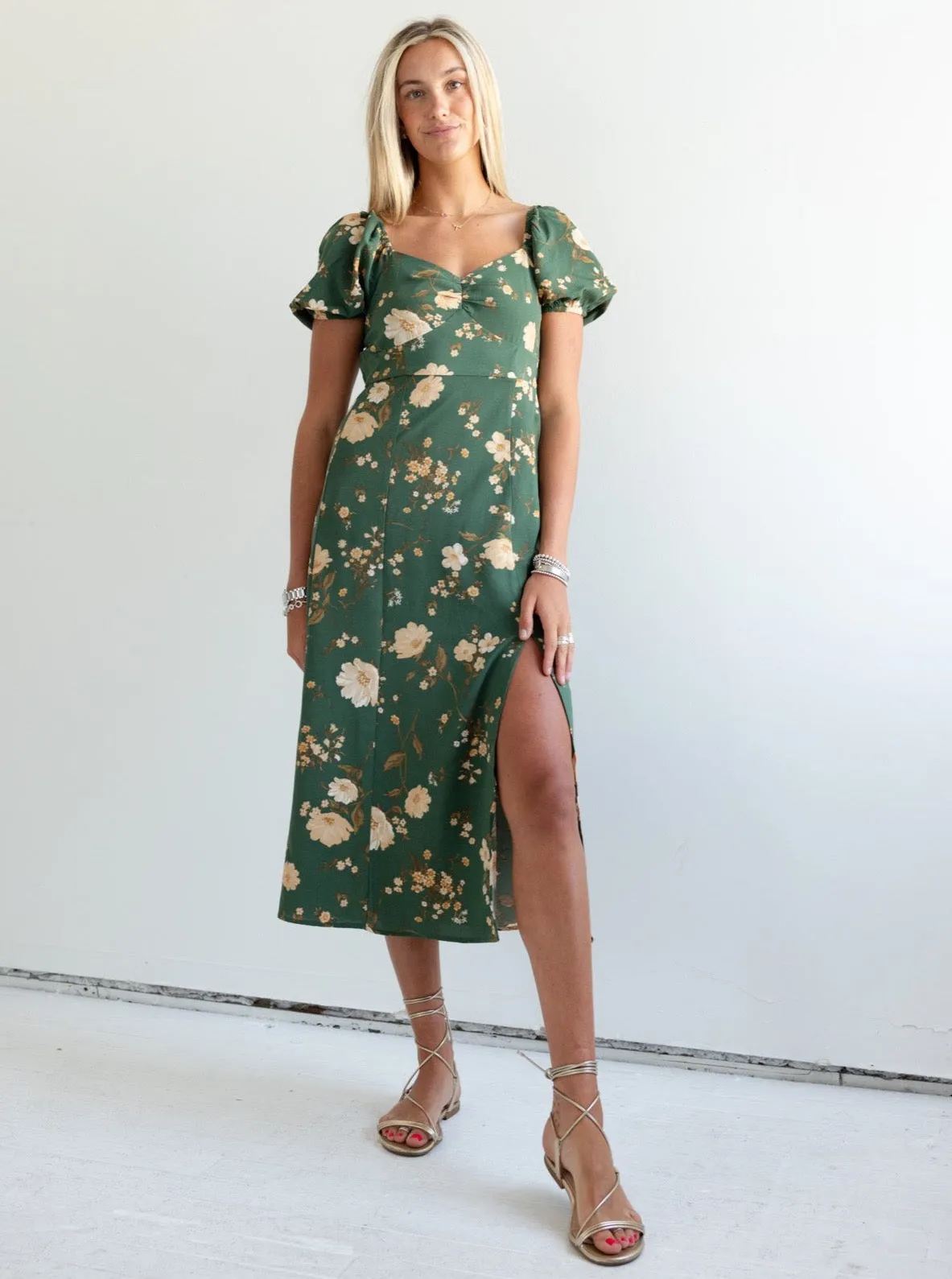 Fashion Option Fast Chic Janie Floral Dress - Green