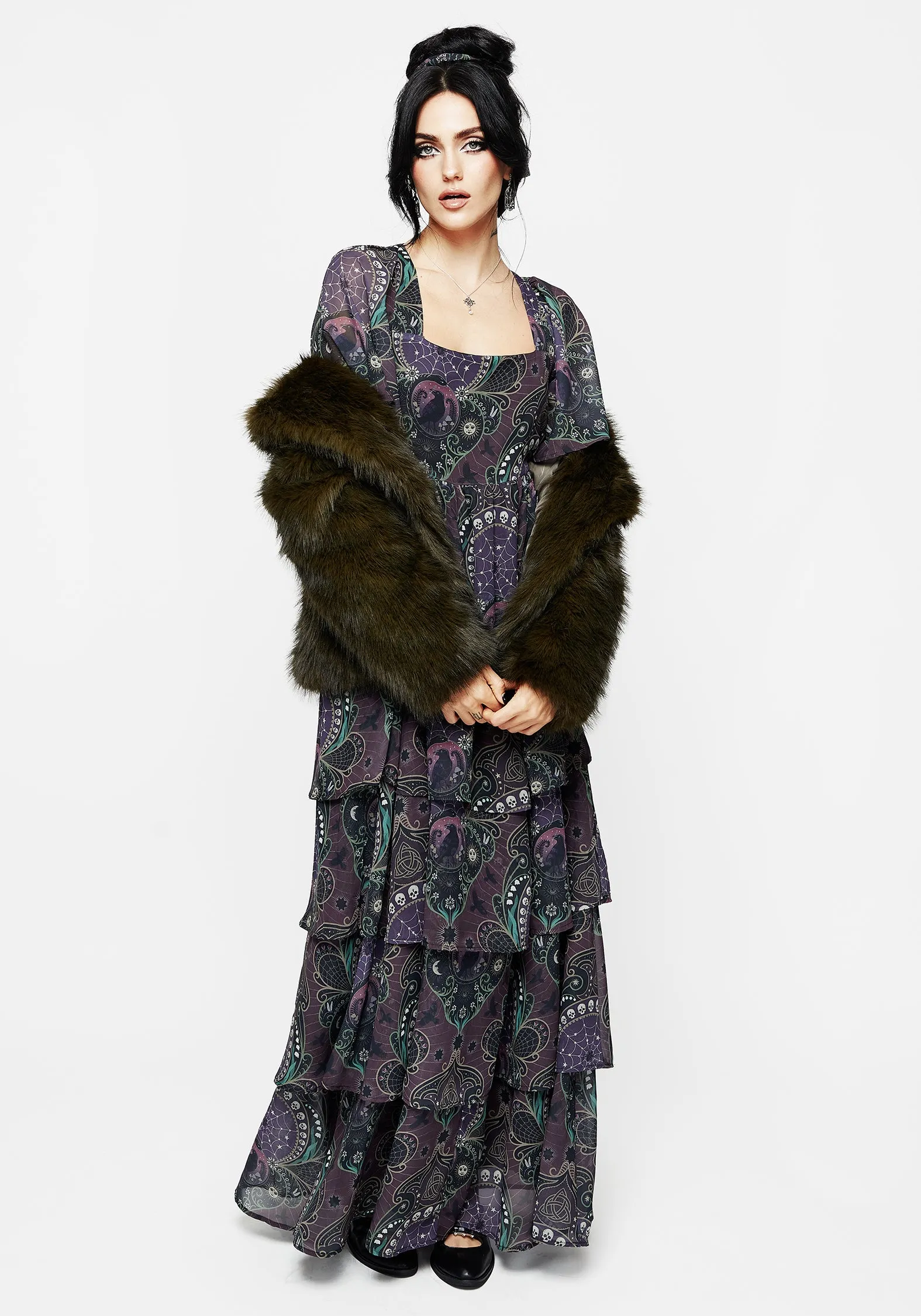 Clarette Chiffon Angel Sleeve Tiered Gown Feel Good