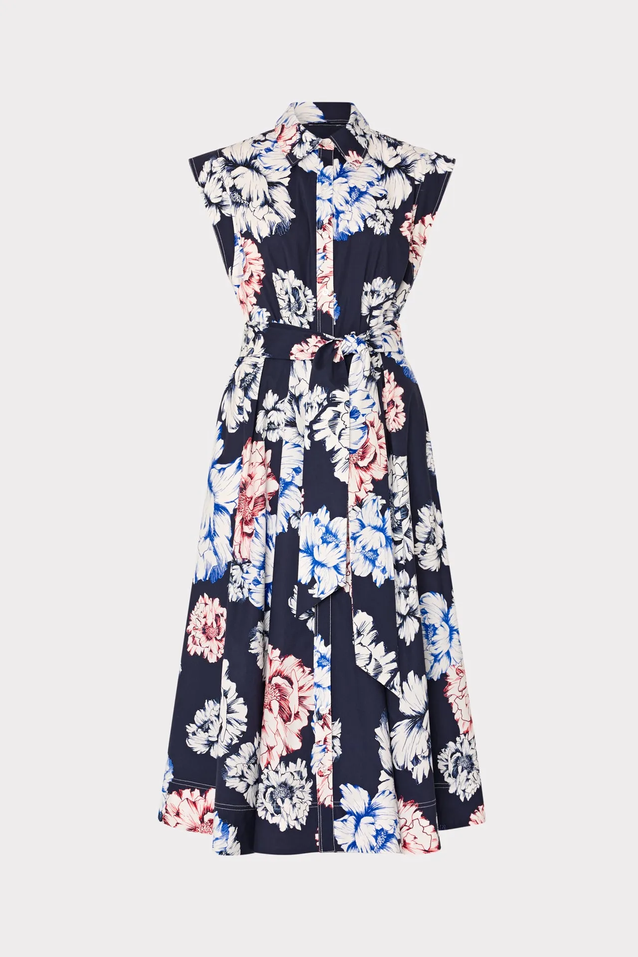Chill Style Pure Color Jules Printed Poplin Midi Dress