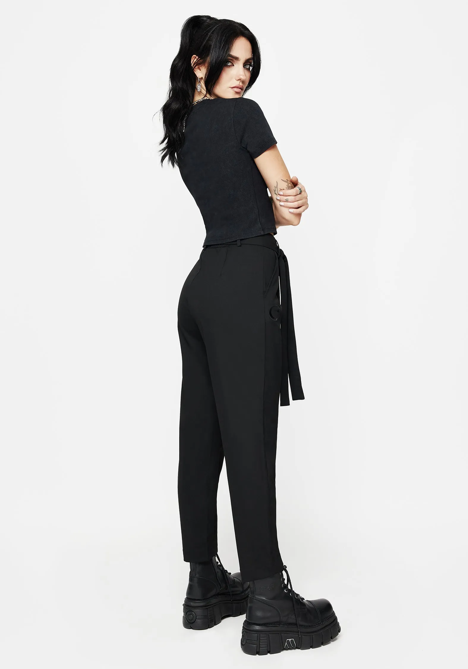 Hester Embroidered Tapered Trousers - Black Light Fabric Anti Bacterial Treatment