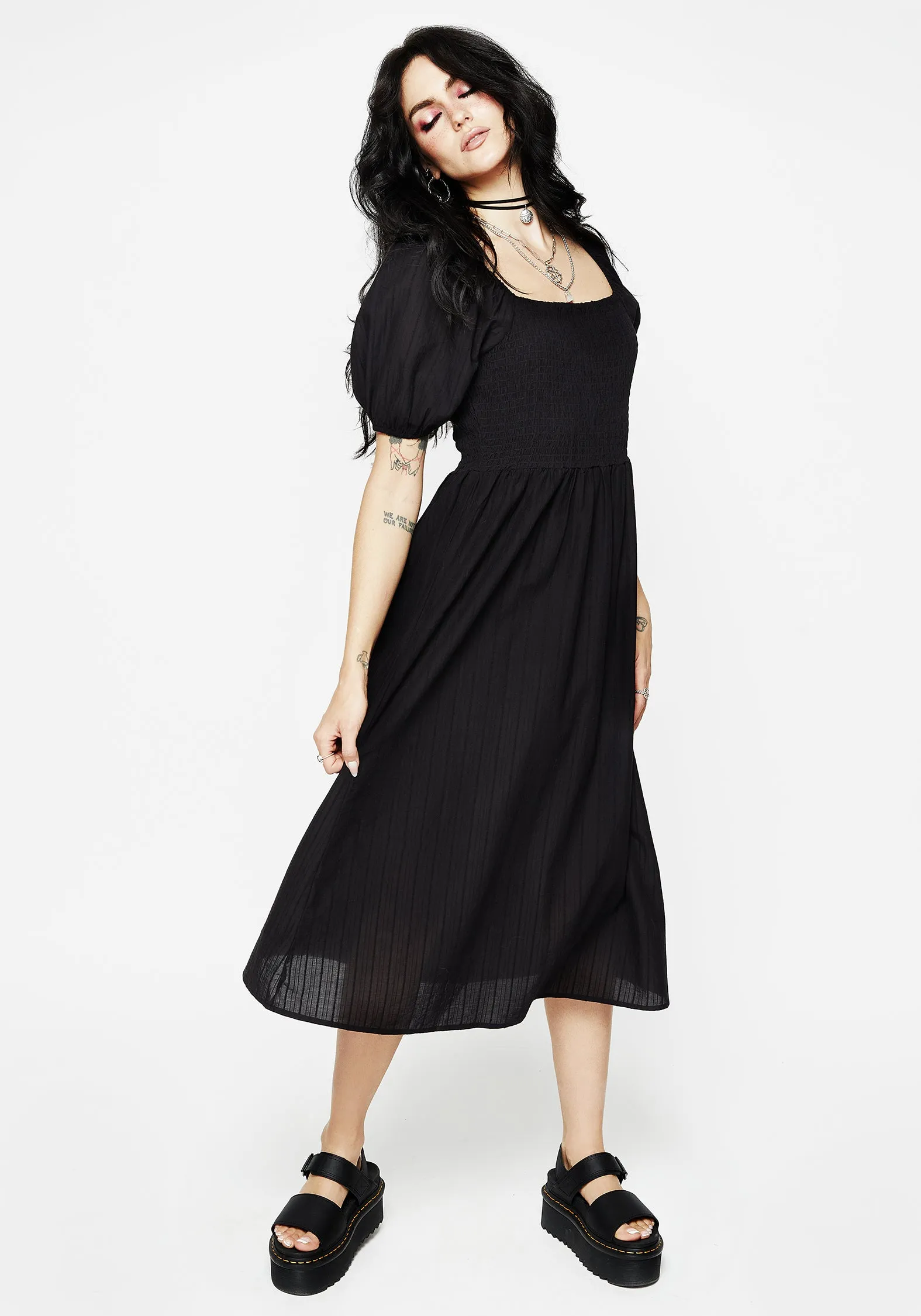 High low hem Tamsin Smock Midi Dress