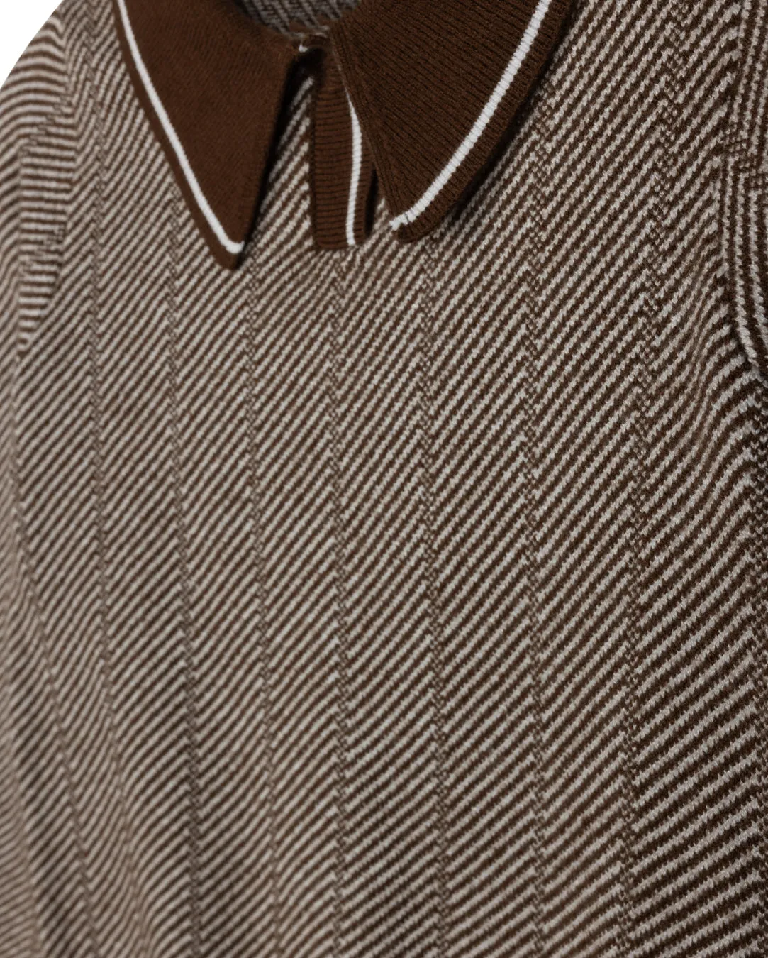 Beam Chevron Collared Knit Sweater Hypoallergenic Wool Mix Flexible Collar Opening