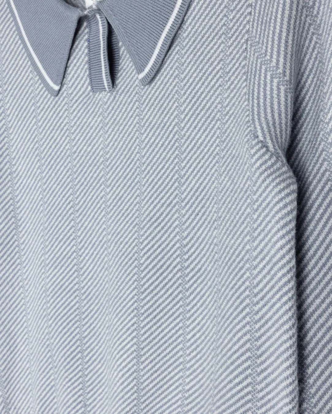 Fashion Forward Garment Dyed Finish Beam Chevron Collared Knit Sweater