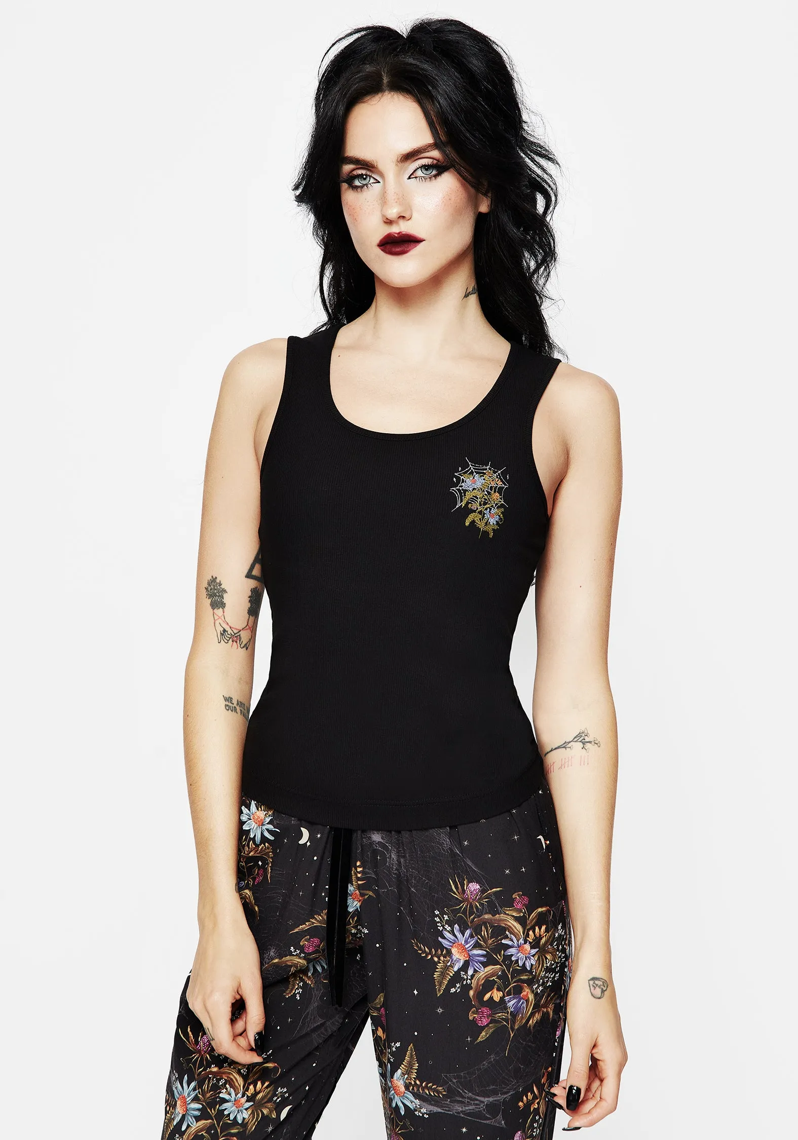 Cleome Floral Spiderweb Pyjama Vest Top NoSnag Surface