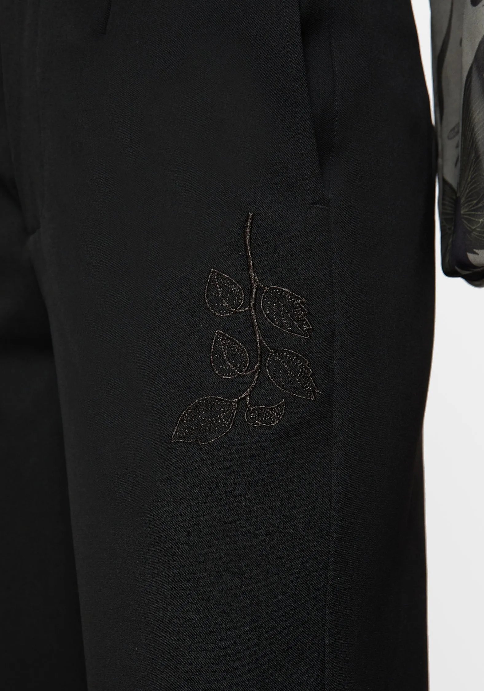 Amalthea Embroidered Tailored Wide Leg Trousers Flexible Wear