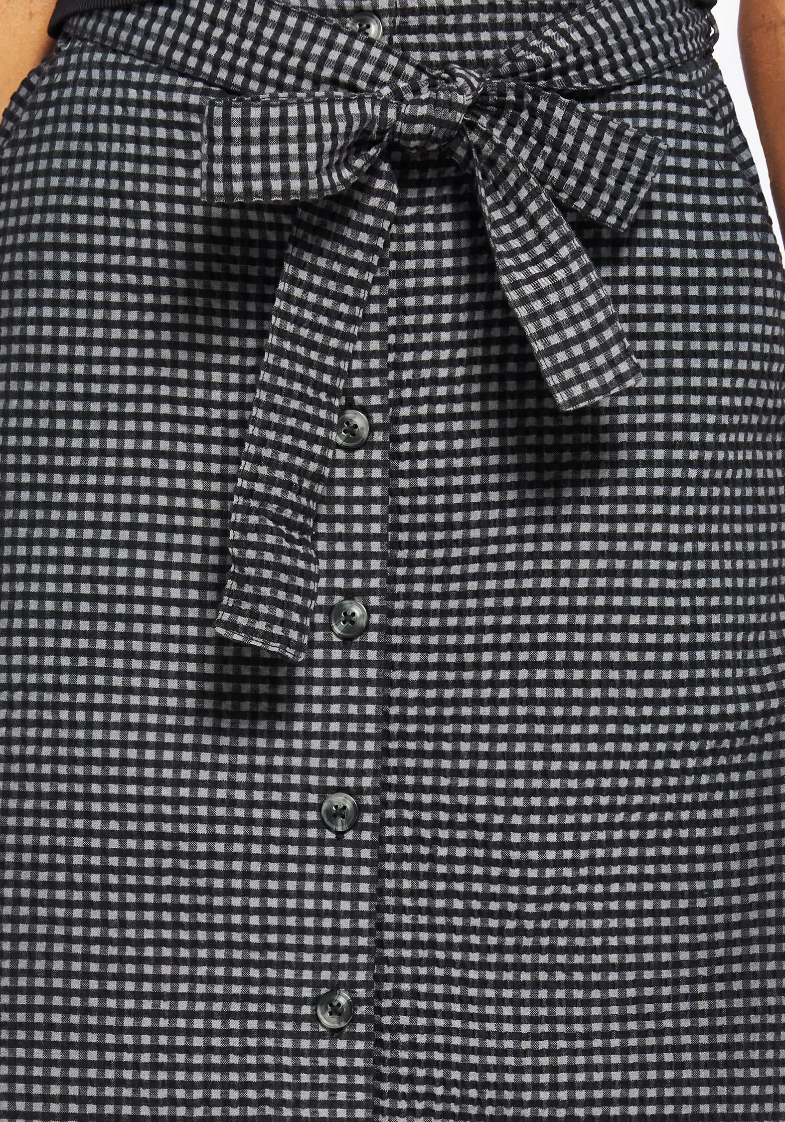 Texture Focus Faythe Cotton Check Button Up Midi Skirt
