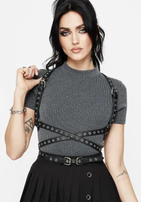 BreathableLining Rivet Eyelet Buckle Wrap Harness