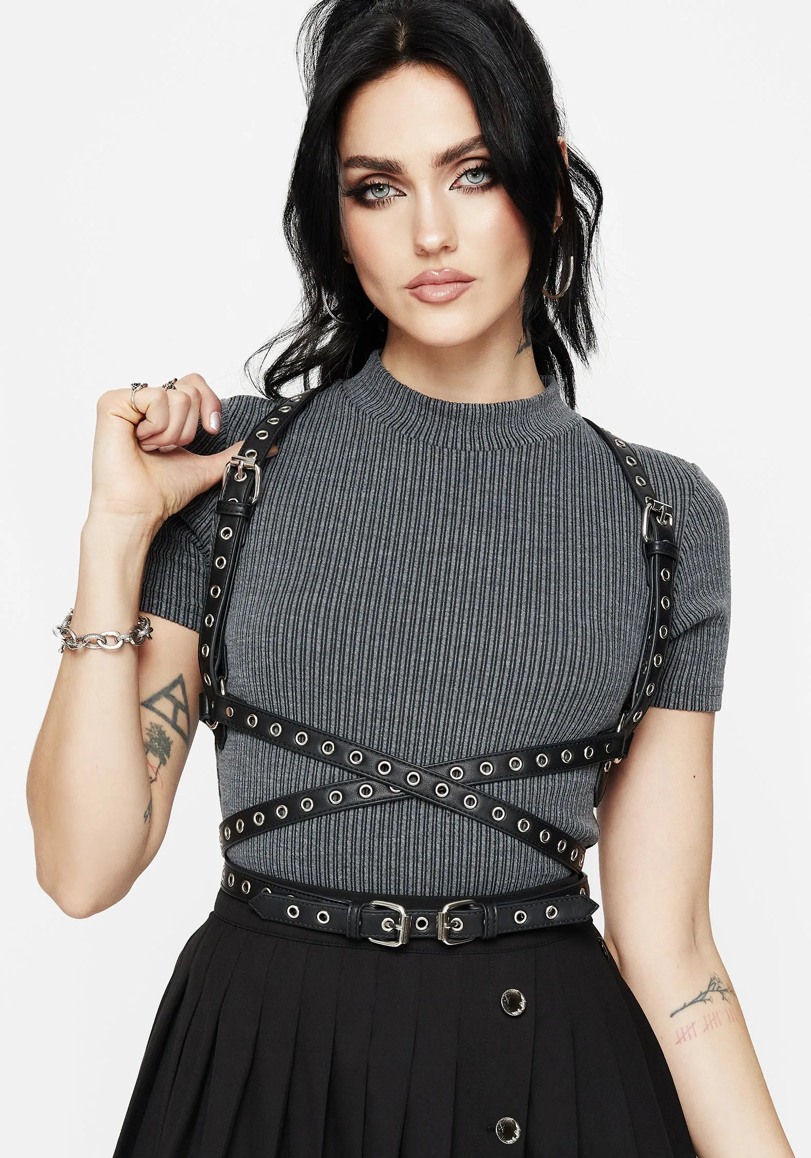 BreathableLining Rivet Eyelet Buckle Wrap Harness
