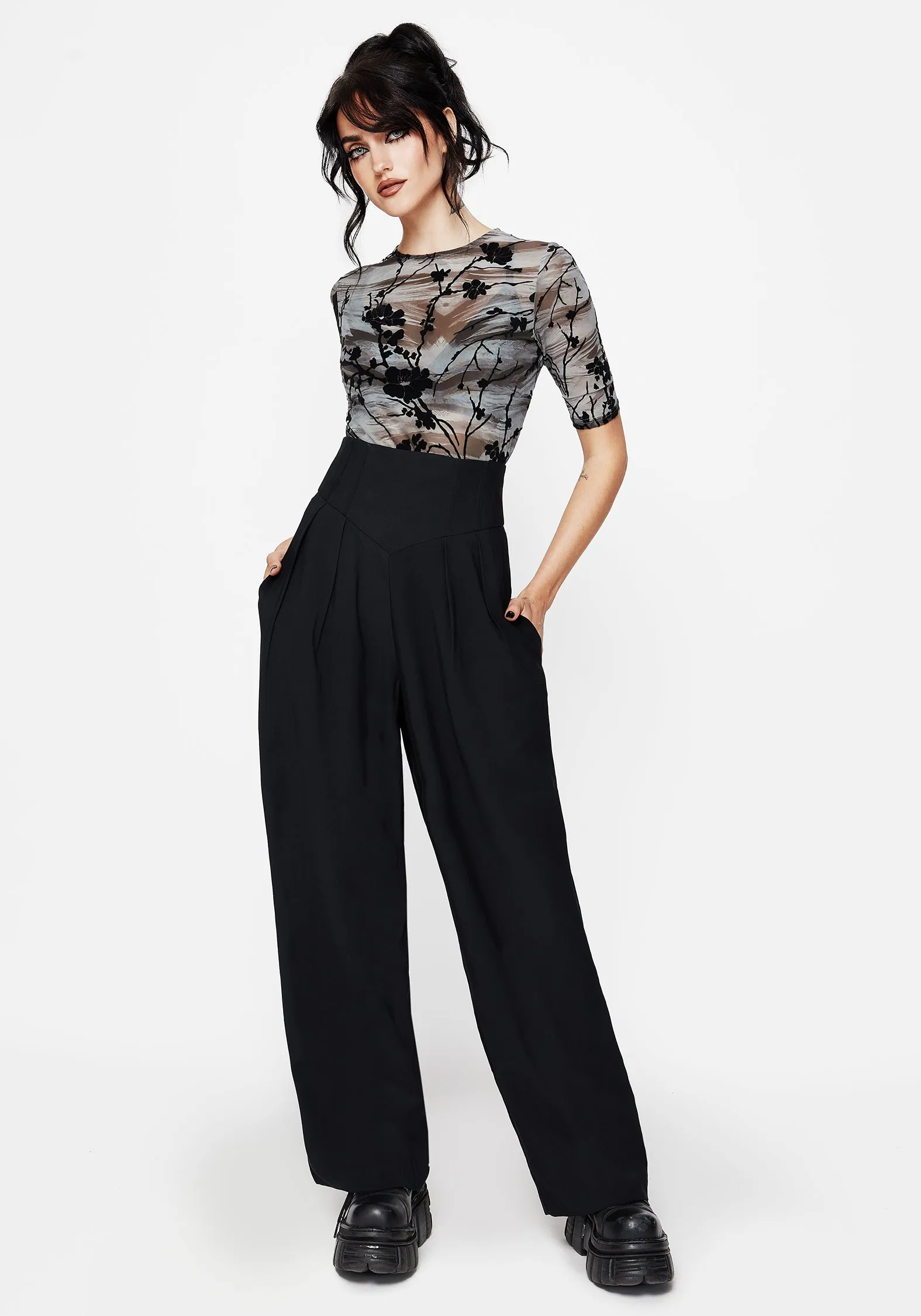 Slim Fit Band Brenna Corset High Waist Wide Leg Trouser