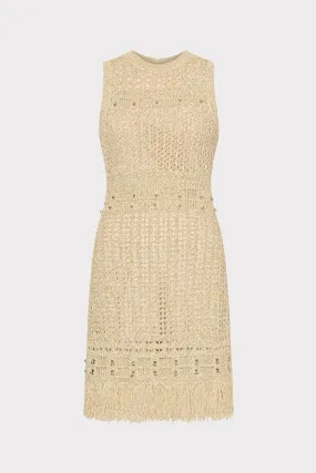 Everyday Movement Transitional Style Beaded Fringe Knit Mini Dress