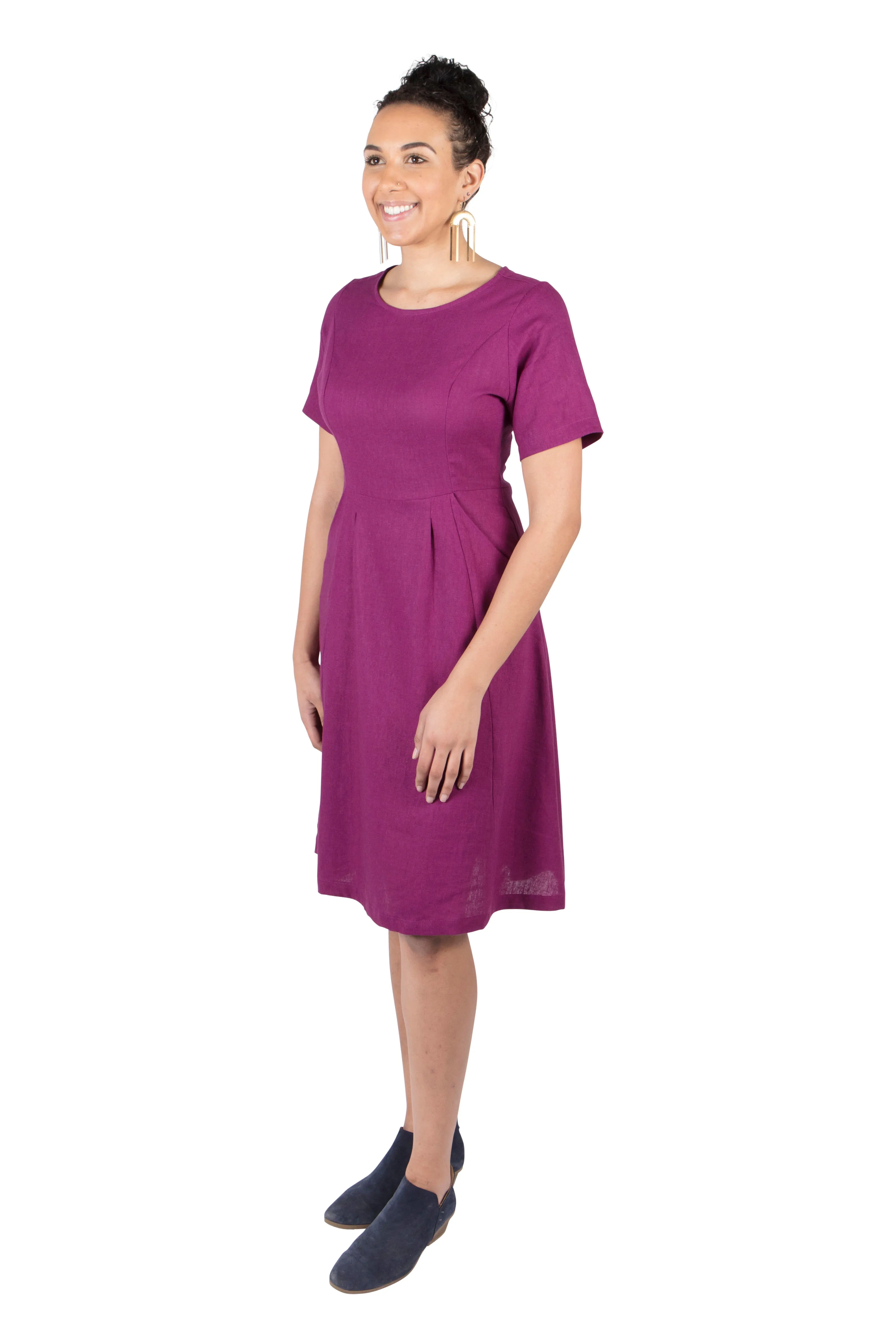 Ingrid Dress in Electric Violet Crisp Silhouette Easy Vibe