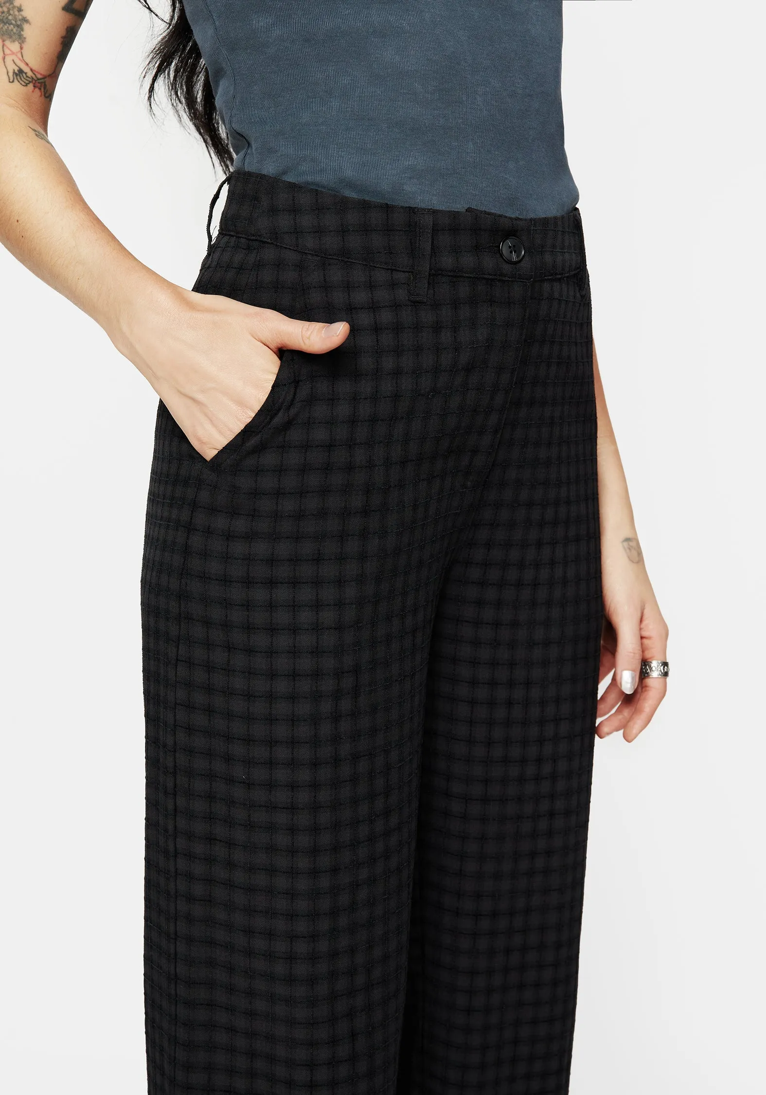 Stylish Finish Ziggy Check Straight Leg Trousers