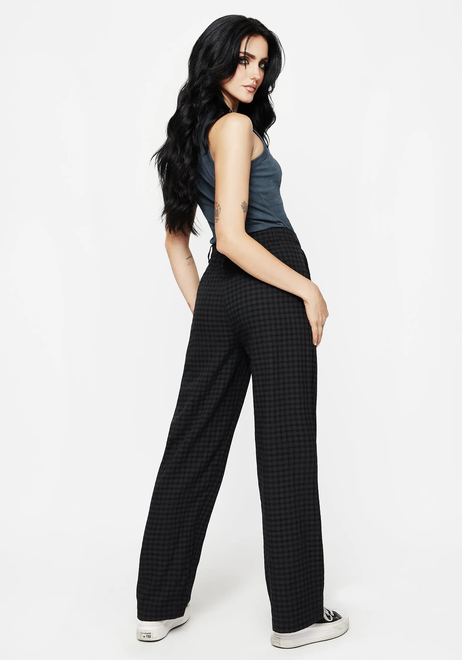 Date night Ziggy Check Straight Leg Trousers