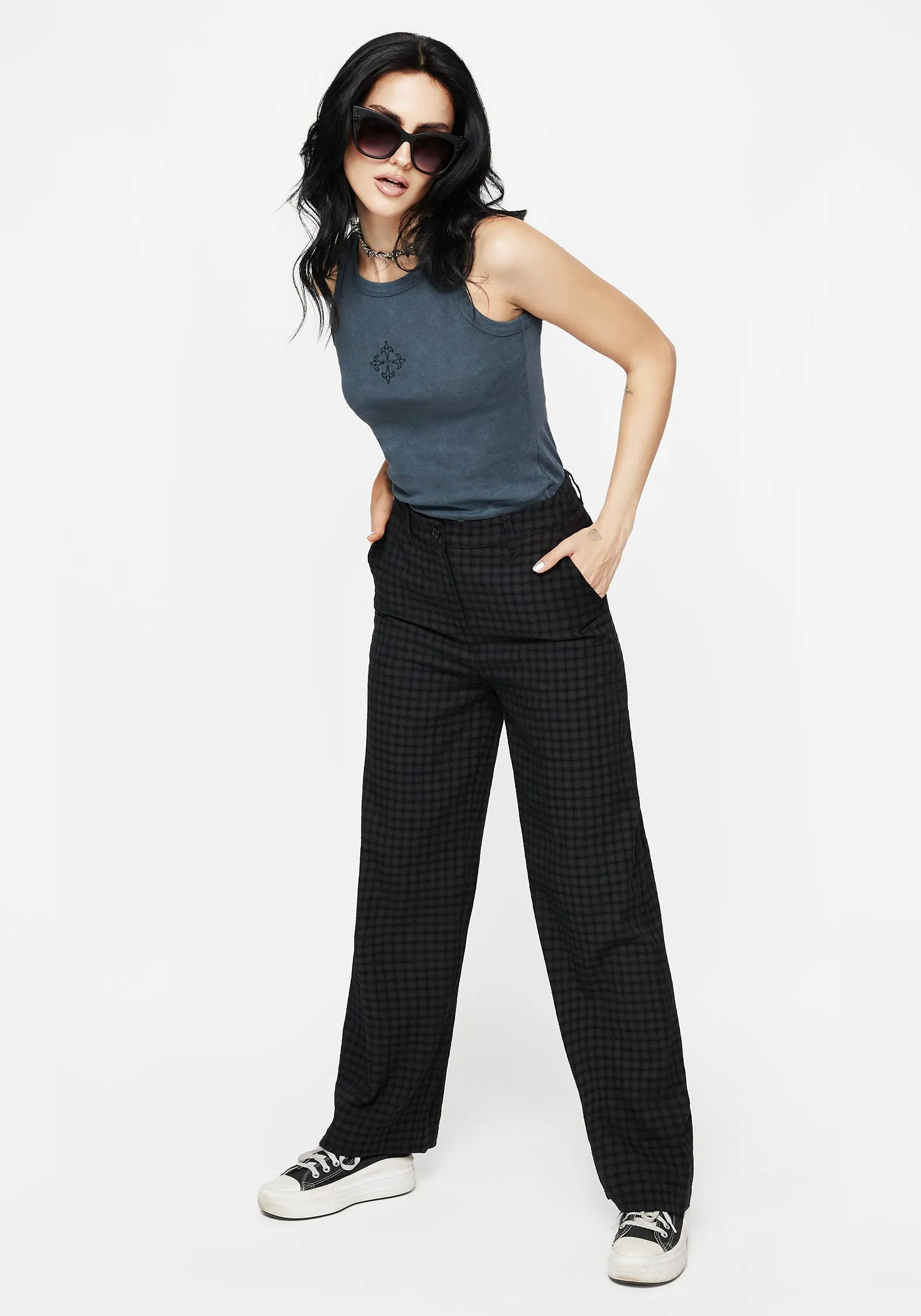 Ziggy Check Straight Leg Trousers Style Vibes