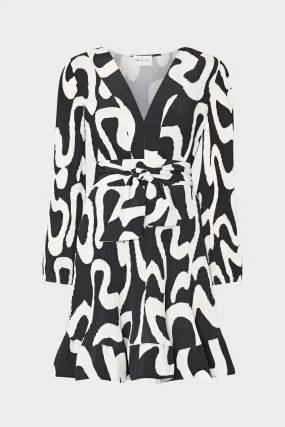 Liv Ink Swirl Pleated Dress Bright bold dress