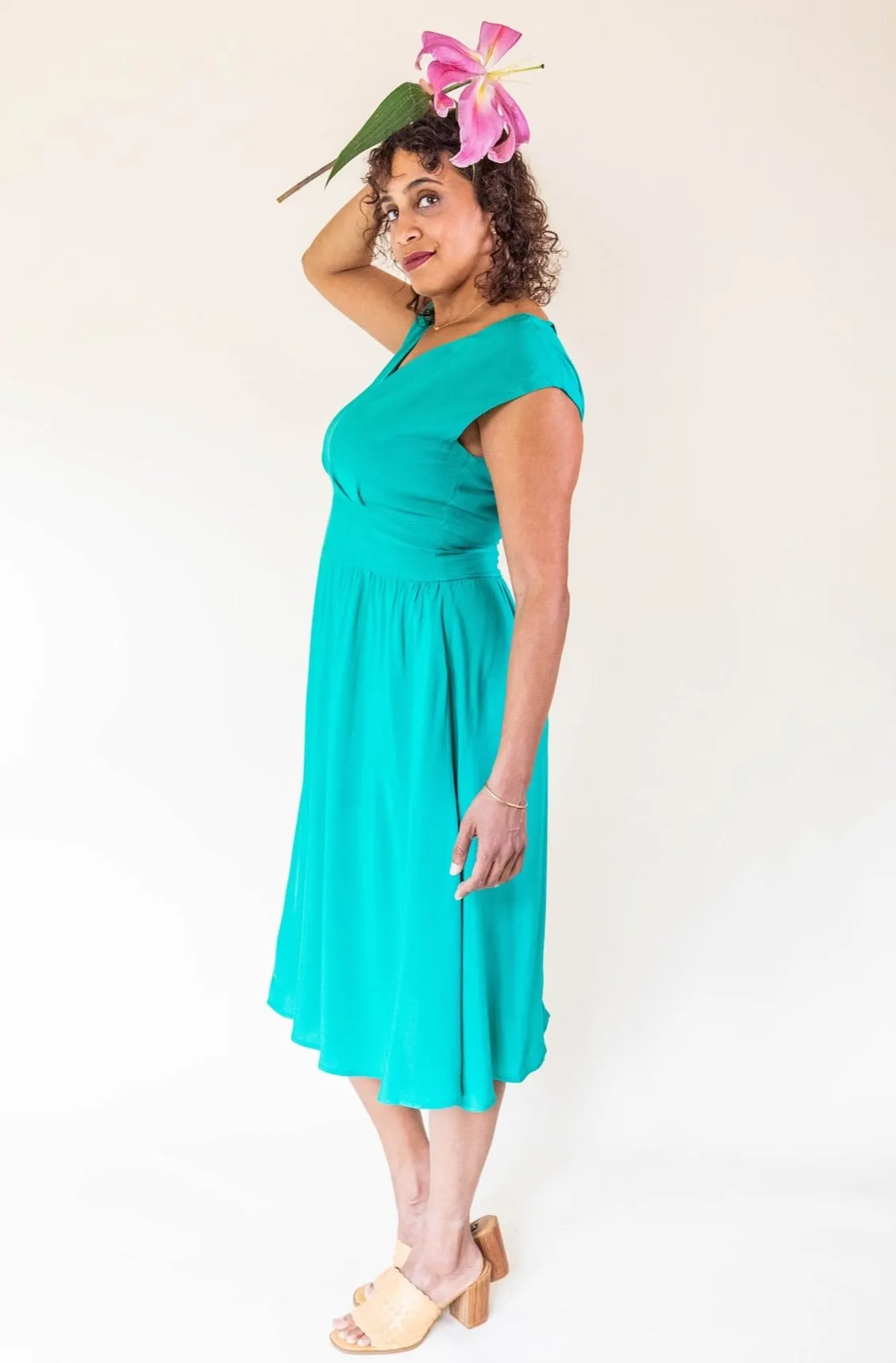 Flexible Mood Summer Wardrobe Joy dress in Teal Challis