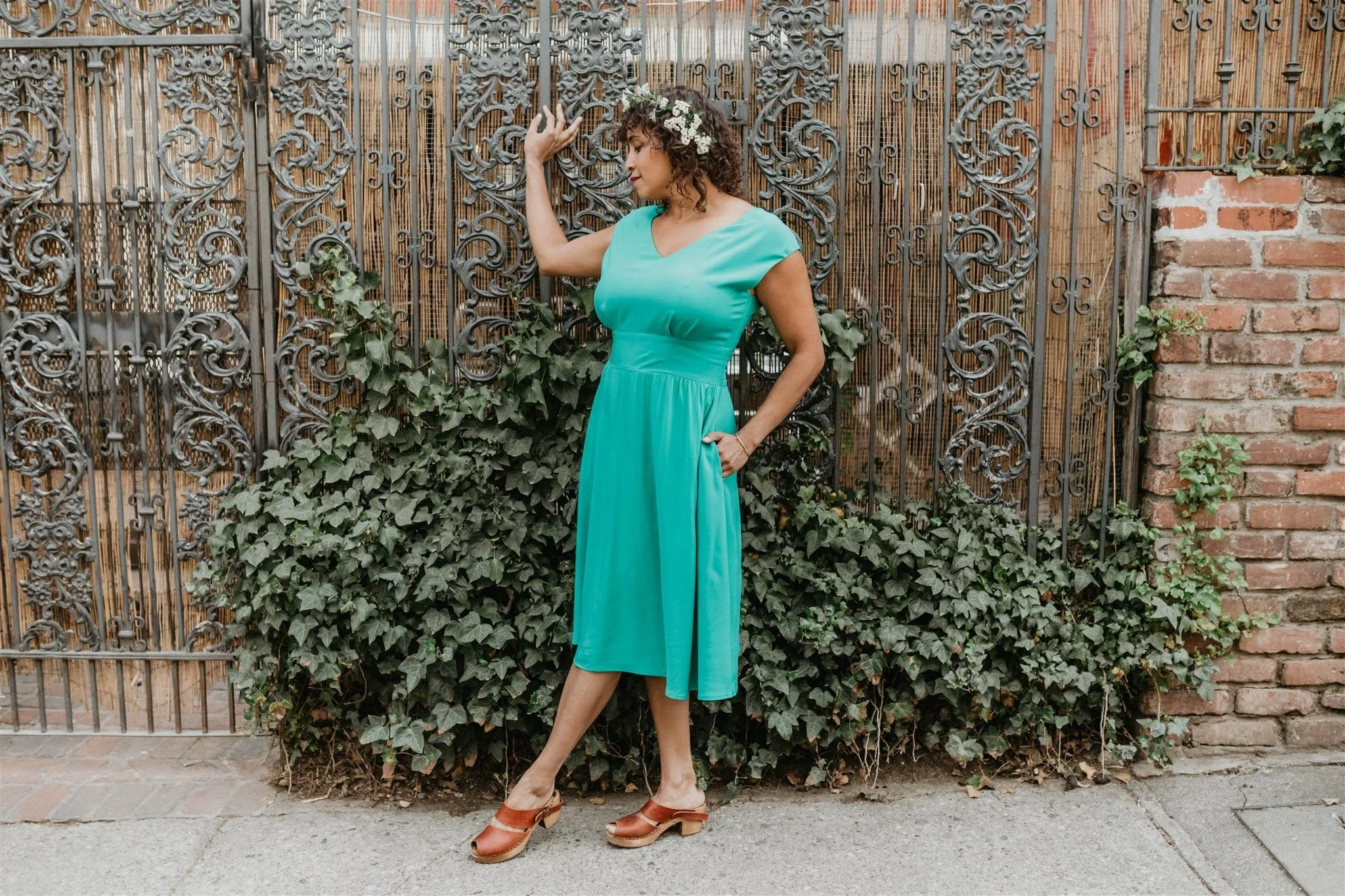 Joy dress in Teal Challis Breeze Flow