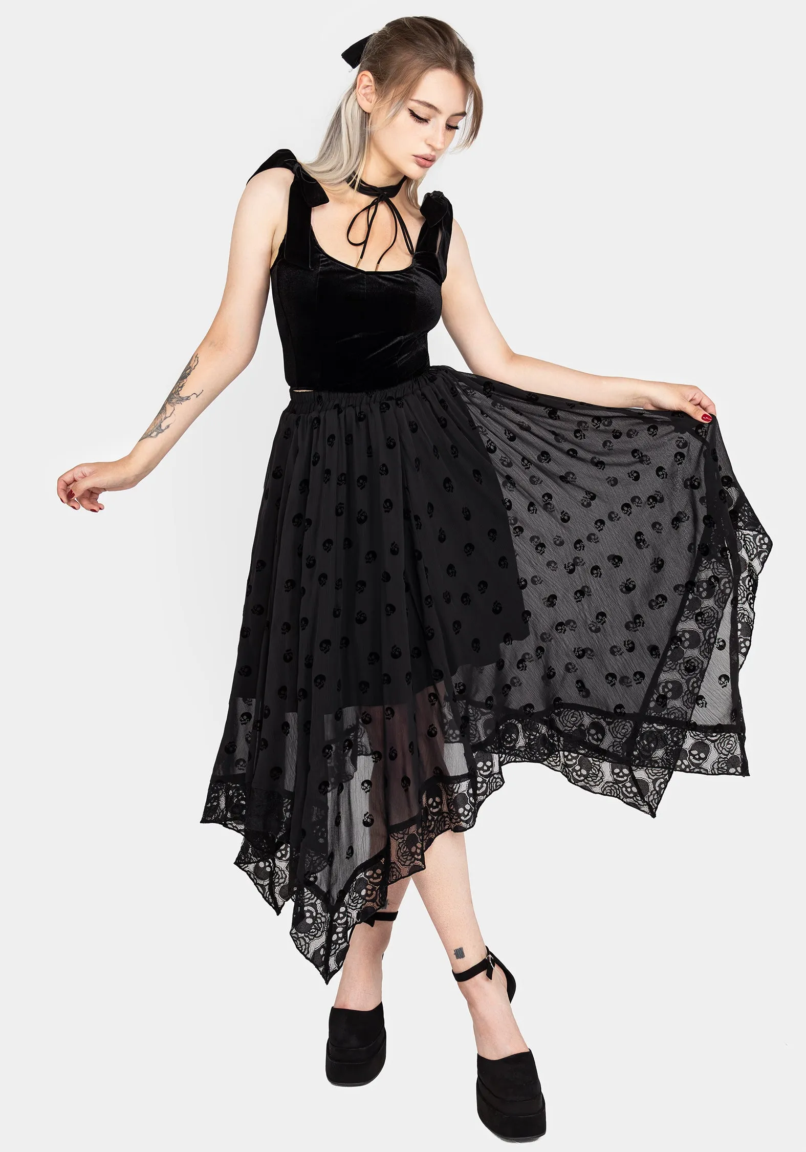 Tear Resistant Reinforcement MultipanelLayout Lisette Velour Tie Strap Corset Top