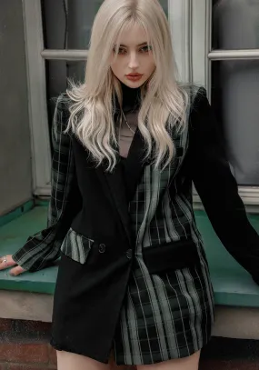 ComfortStretch Checkmate Spliced Oversized Blazer