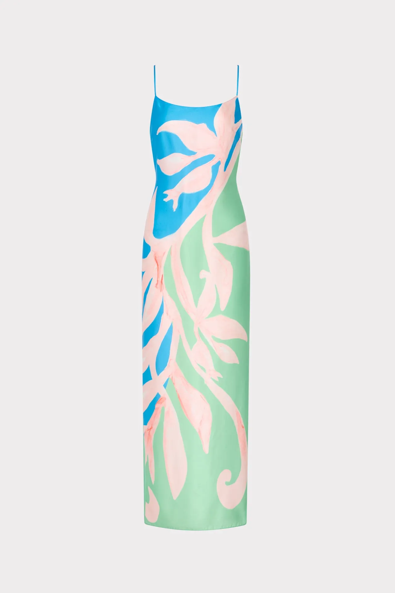 Lily Floral Vine Satin Slip Dress Zipper Closure