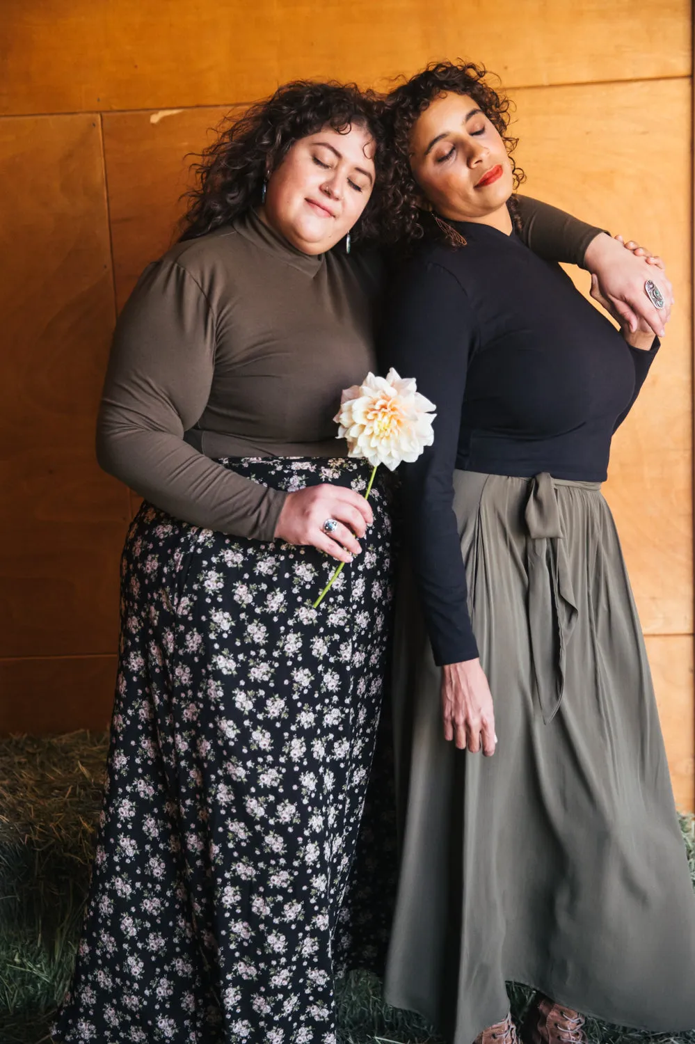 Maxi Wrap Skirt in Rose Crepe Perfect Knitwear Comfy Layering