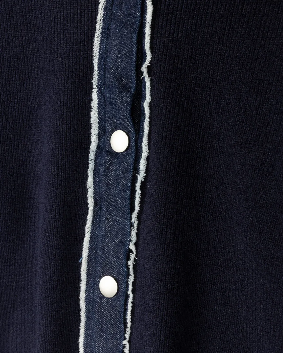 Comfy clothing Knit Denim Frayed Placket Cardigan