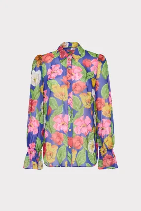 WrinkleFree Structure Lacey Tulip Rosette Blouse