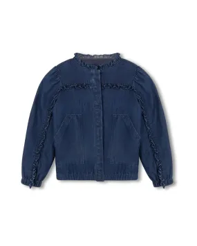 Denim Ruffle Trim Jacket Ventilation Panels