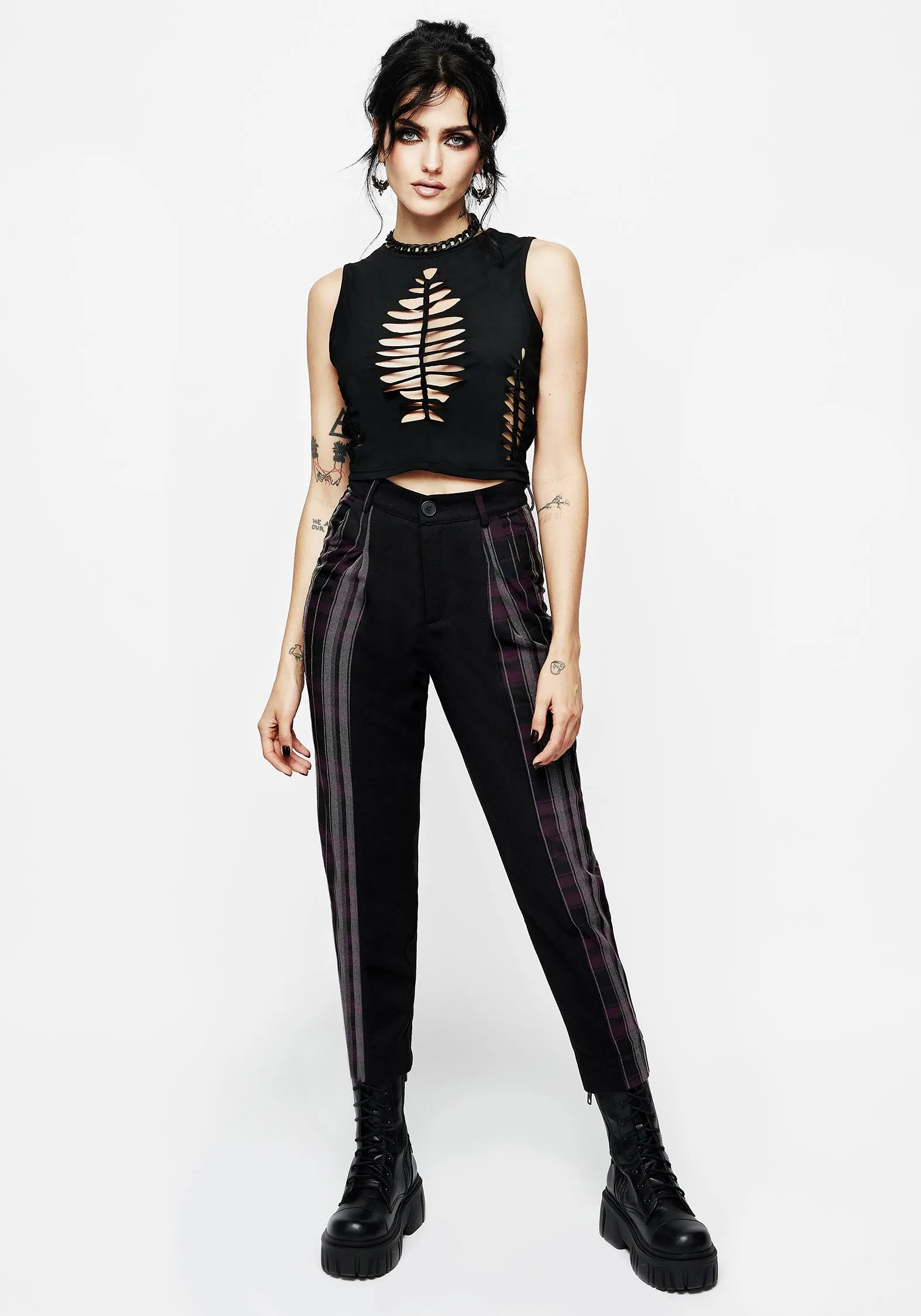 Gambit Spliced Check Tapered Trousers Daily Style Everyday Style