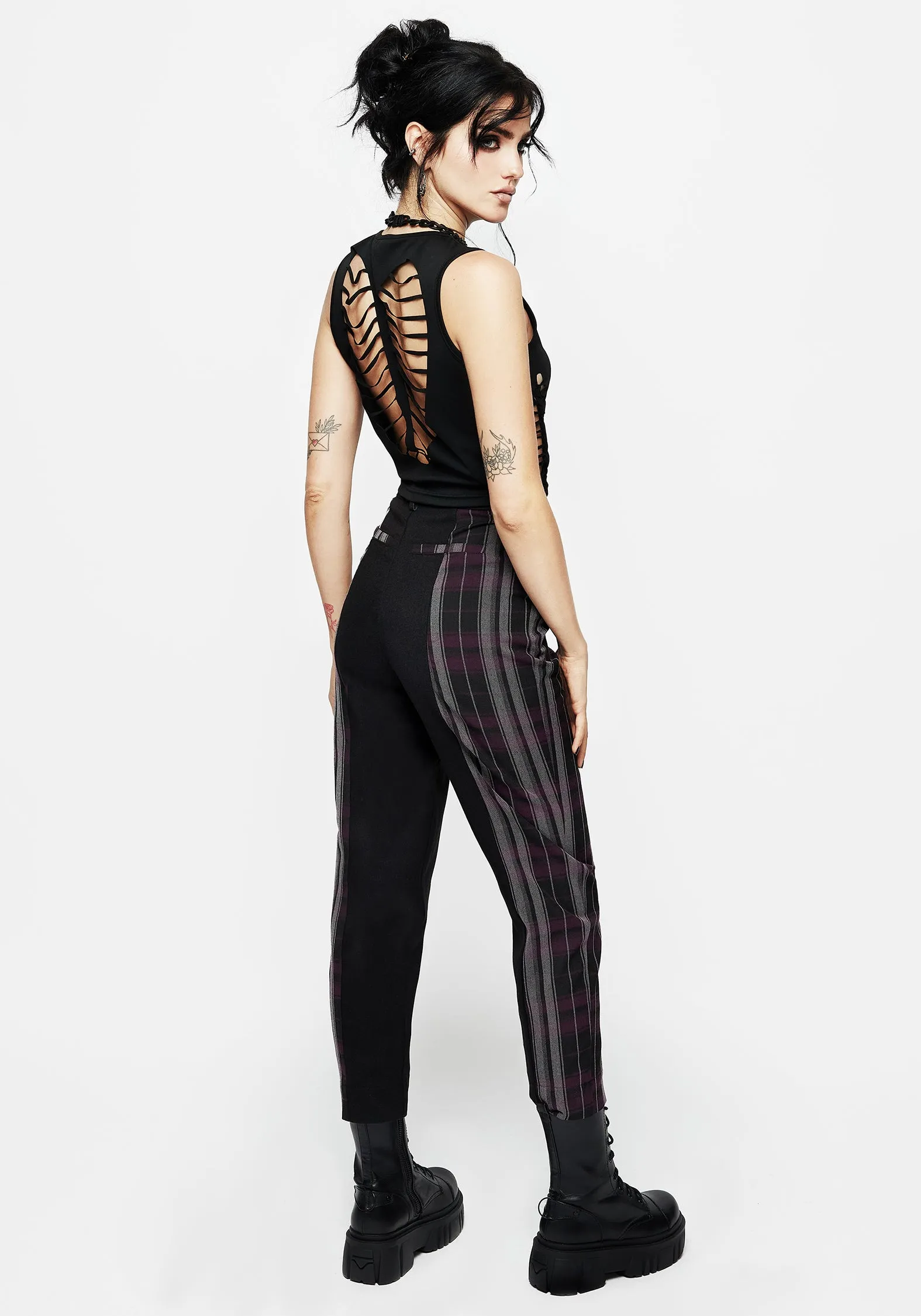 Adjustable loop Gambit Spliced Check Tapered Trousers
